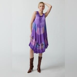 India Boutique Vibrant Purple and Pink Floral Mini Dress